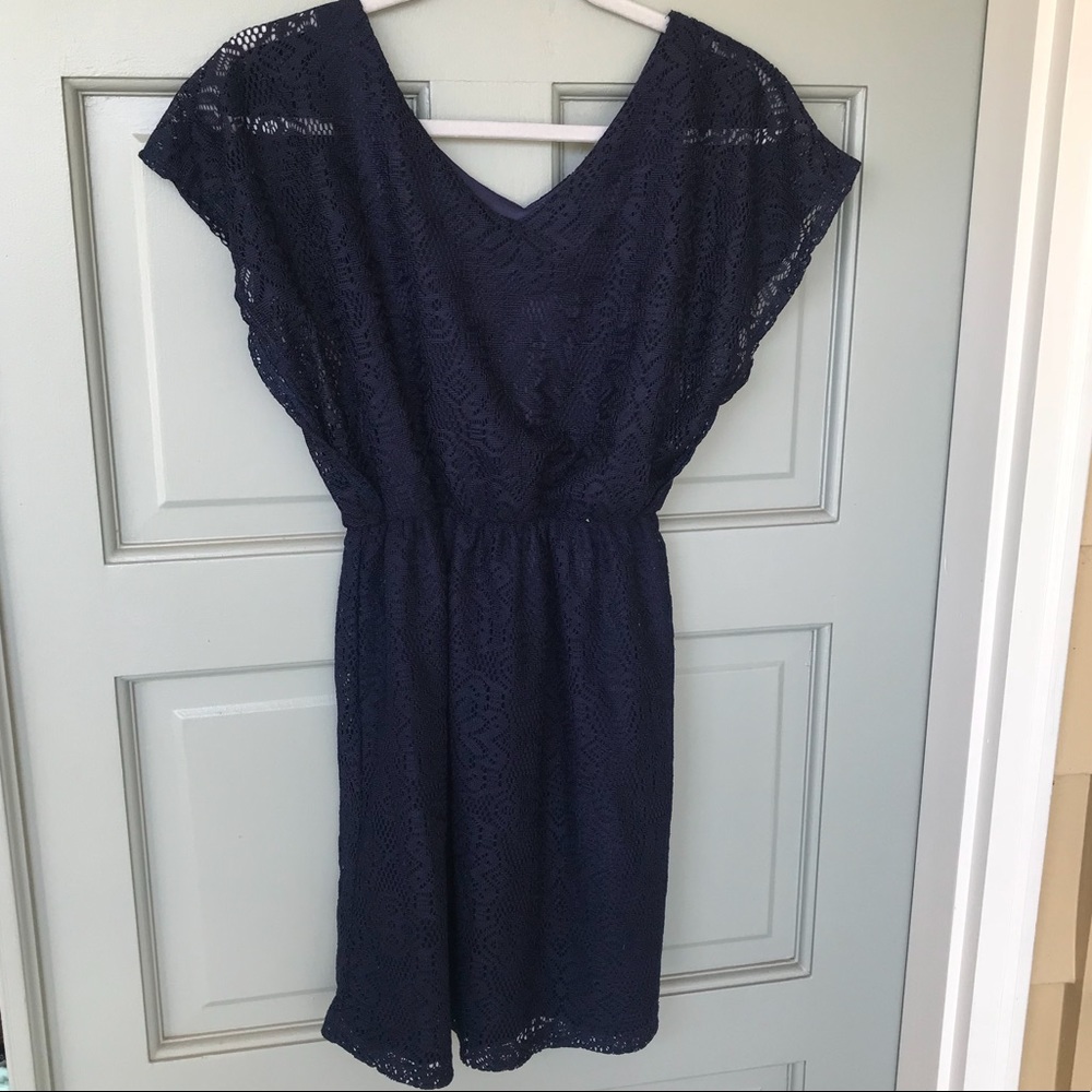 Navy blue dress with lace